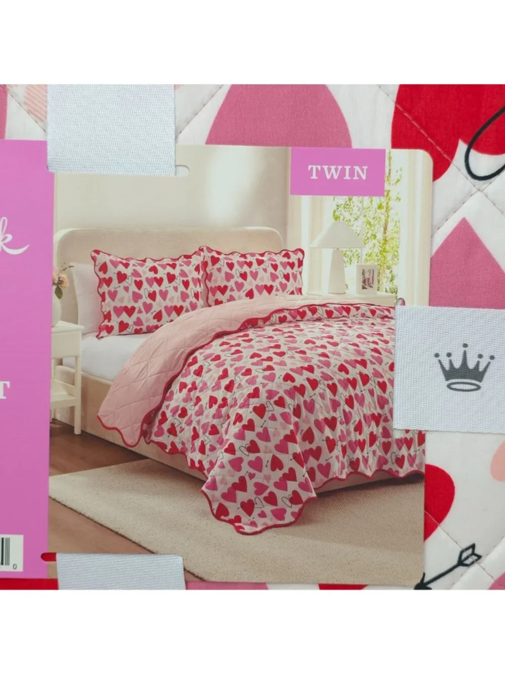 Hallmark Heart Strings Twin 2-Piece Quilt Set Valentines Day Love Heart